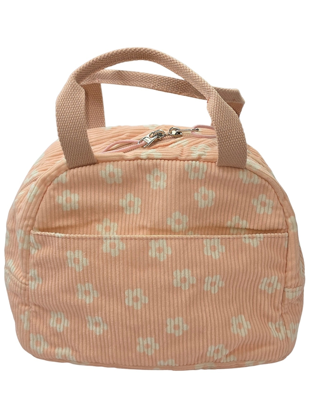 Pink Corduroy Insulated Lunch Tote Bag Daisy Print 3097-